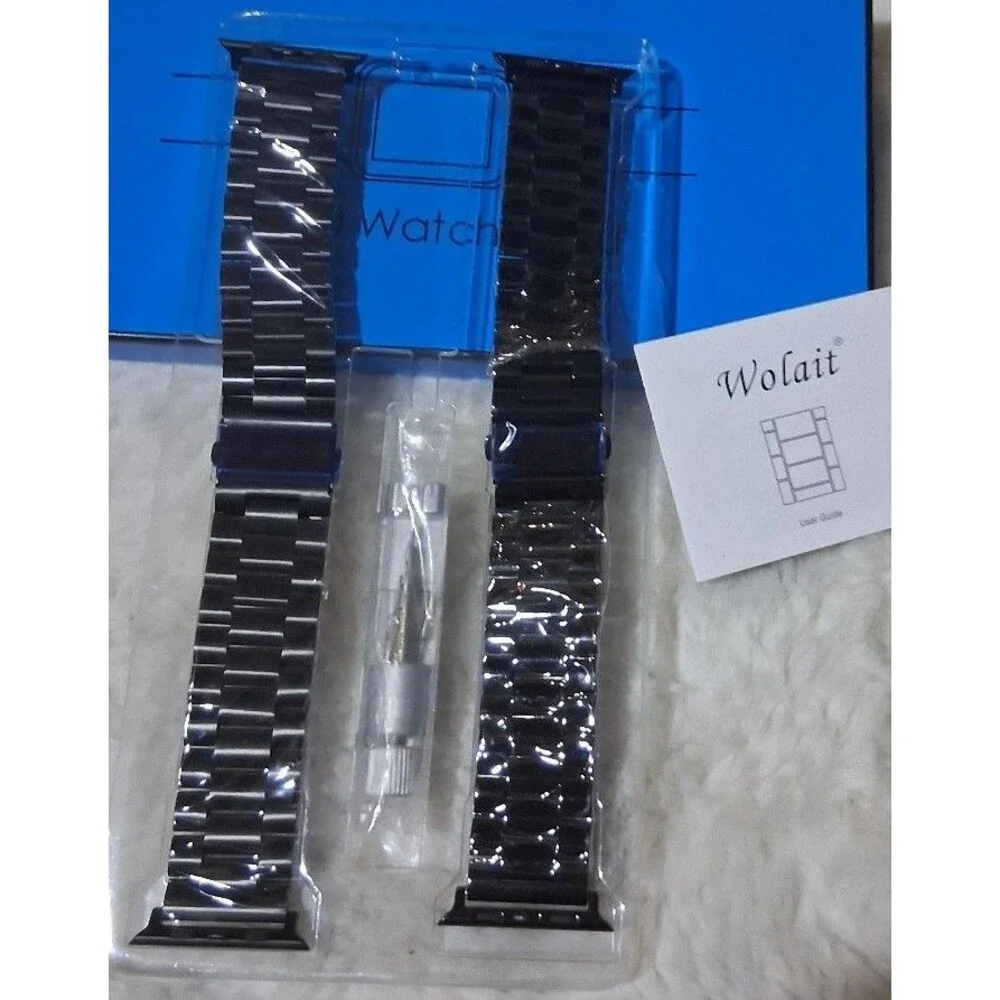 Wolait Watch Band Metal Strap stainless steel black and jet black new